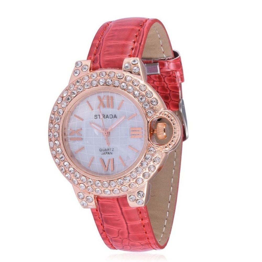 STRADA Watch Austrian Crystal Red Original Box